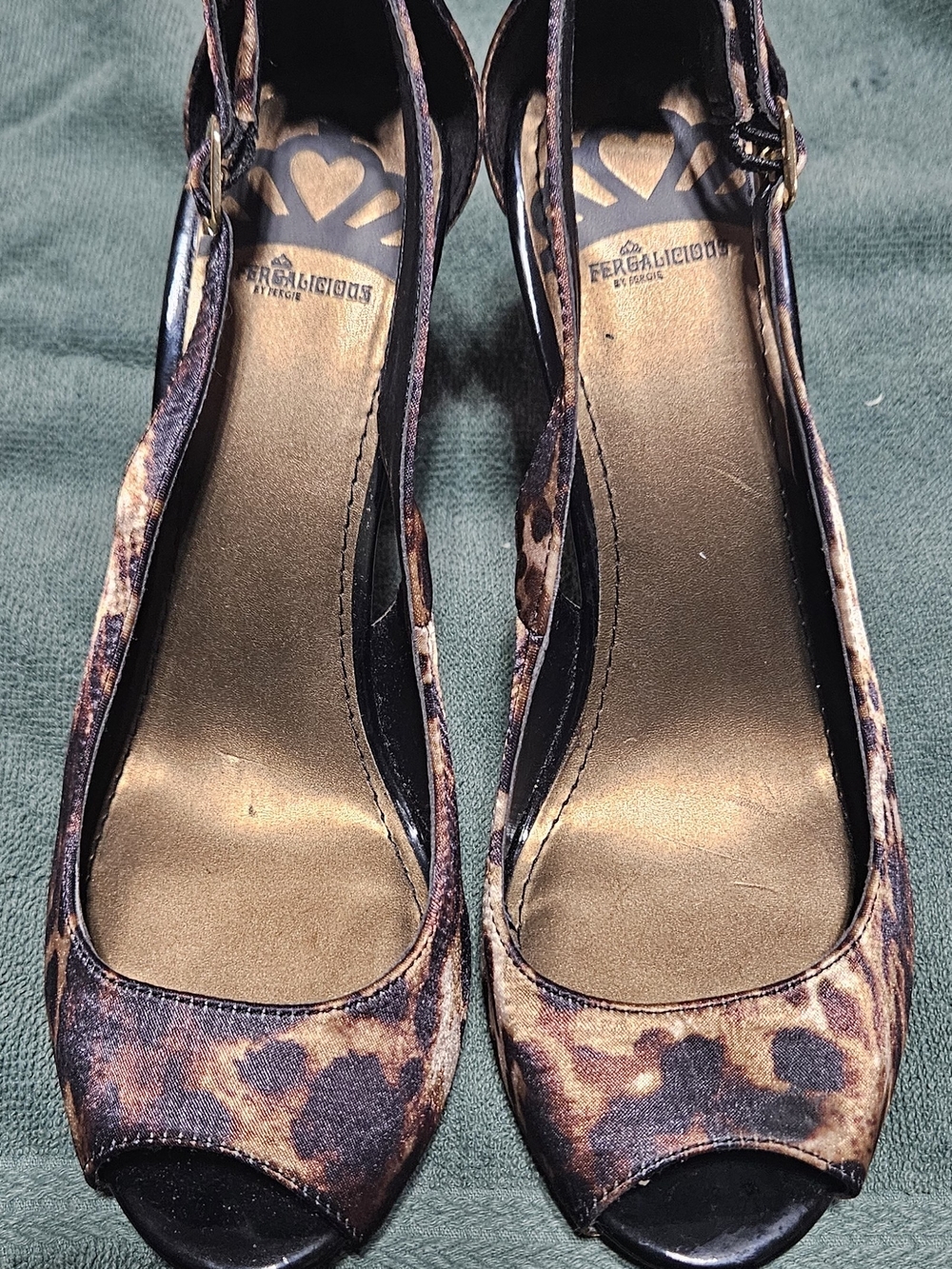 Fergalicious Women's Leopard Print Peep-Toe Heels - Brown
